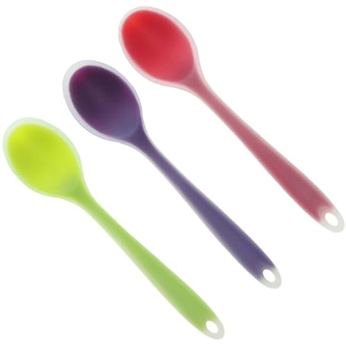 Cucchiaio piccolo in silicone, cucchiaino da tè in silicone semitrasparente da 3 pezzi per zuppa, caffè, latte