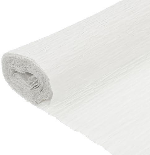 QUARKZMAN Crepe-papper, 7,9 ft lång 20 tum stor rulle vit crepe-papper för streamers festdekorationer, examensfesttillbehör, gör-det-själv-hantverk (set om 2)