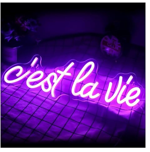 Hivernoi Lampada al neon Lampada al neon con atmosfera rilassante C'est La Vie per decorazioni da parete lettere alimentate