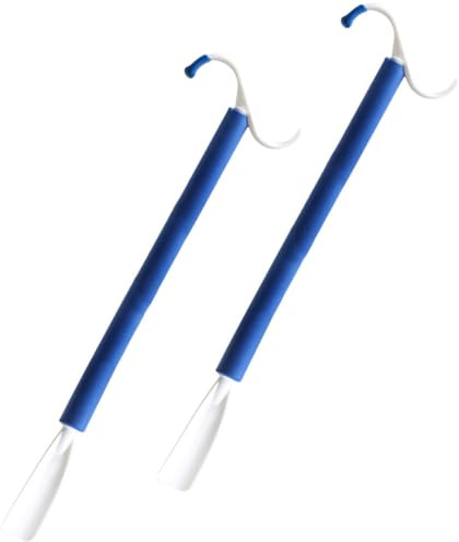 LOORGVEL Calzadores Auxiliares para Vestirse 2 Piezas y Palitos de Ayuda para Vestirse Zapatos Bastón Corto para Discapacitados Embarazadas y Personas Mayores Portátil y Práctico