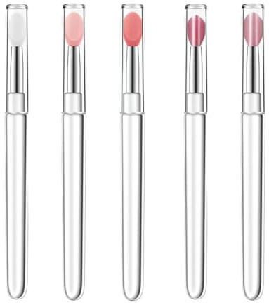 Juego de 5 pinceles de silicona para labios con tapas, compuesto por pinceles para labios, pinceles exfoliantes para labios cosméticos con suaves herramientas de silicona para pintalabios.