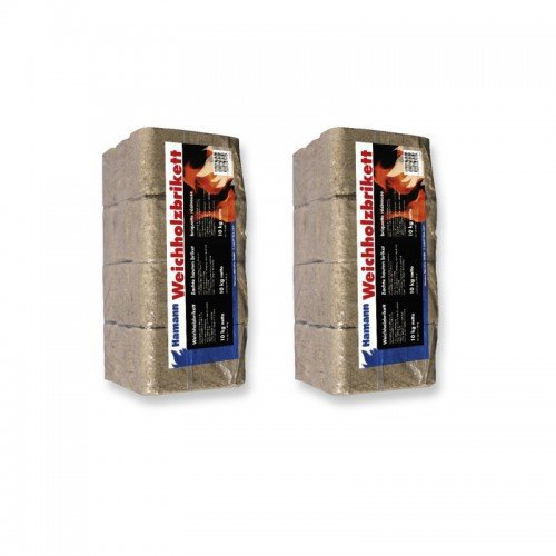 20 kg Briketts Brennstoffe Weichholzbriketts 2x10 kg - Brikett 100% ohne chemische Bindemittel - leichte Entzündbarkeit