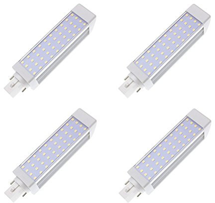 masonanic 4 unidades barco tipo LED G24 lámpara fluorescente luz blanca natural lámpara G24 de aluminio giratorio 2-Pins LED/CFL lámpara fluorescente compacta, 9 W, 900 lm 22 W CFL equivalentes,
