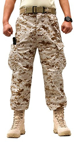 ZLSLZ Men's Military Tactical Casual Camouflage Multi-Pocket Cargo Pants Trousers (L/W34, Desert Camo)
