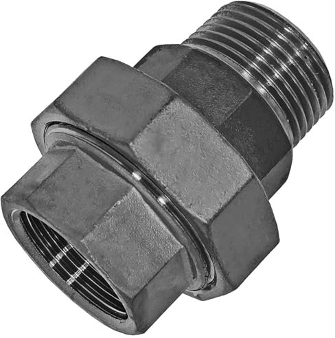 MegaHaustechnik Verschraubung flach dichtend aus V4A Edelstahl 1 Zoll Innengewinde Außengewinde IG x AG DN25 Gewinde Fitting Trinkwasser geeignet Rohr Kupplung Verbinder Anschluss VA INOX
