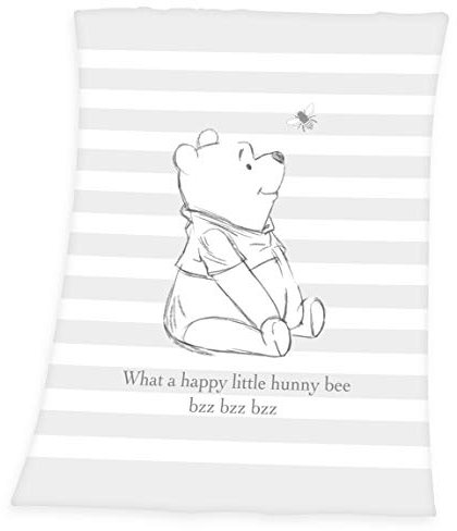 Herding WINNIE PUUH Babydecke, 75 x 100 cm, Microfaserflausch, Grau/Weiß