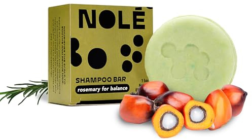 NOLE CARE Sustainable Bar Shampoo with Rosemary Mint & Batana Oil, for Dry Hair, Anti Dandruff (3 oz) - PH Balanced, Rice Protein Based, For Thining Hair, Sulfate-Free, Plastic-Free
