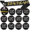 FLOFIA 13Pcs JGA Deko Männer Bräutigam Button Schärpe mit 11 Team Bräutigam Buttons Anstecker Hochzeit Junggesellenabschied Accessoires Abzeichen Mitgebsel Partyzubehör Schwarz Gold