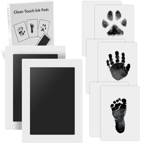 XL Impronta Mani e Piedi Neonati Inchiostro, Zemiu Kit Impronte Neonato 2Pcs Di Large Dimensioni Impronte di Mani e Piedi Cuscinetto del Timbro SenzaTocco non Tossici Sicuri,Kit Impronta Cane/Gatto