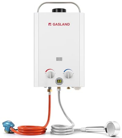 GASLAND BE158 Tankless Gasdurchlauferhitzer, 6L Gas-Wasser-Heizung 50mbar, Instant LPG Durchlauferhitzer für Campingdusche Pferdedusche RV Reise