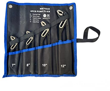 Set di 4 Pinze Regolabile Pinza a Pappagallo 175 200 250 300mm Pinze Regolabili Chiave a Pappagallo per Tubi e Dadi Con Impugnatura Ergonomica di Gomma