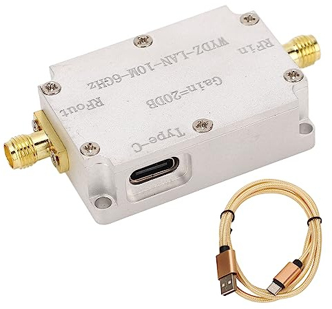 Professional Low Noise Amplifier LNA 10M-6GHz 20dB Gain High Flatness RF Amplifier for FM Radio Signal Booster with SMA Connector DC5V Powered