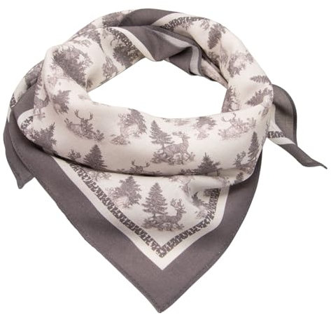 Alpenflüstern Trachten-Nickituch Hirsch im Wald Toile de Jouy (dunkelgrau) ATX044