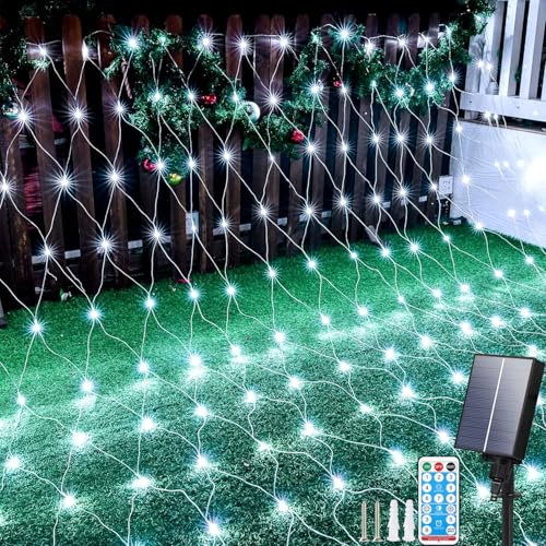 Aofonchy Rete Luminosa Solare, 3x2M 192LED Impermeabile Rete di Luci Solari, 8 Modalità Luci Della Rete con Telecomando e Timer, Rete Luminosa Esterni per Natale Cespugli Giardino Cortile Feste
