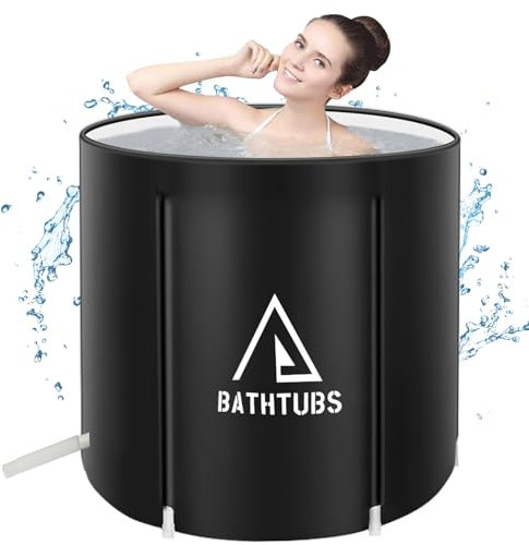 Portable Foldable Bathtub, Separate Family Bathroom SPA Tub, Soaking Standing Bath Tub for Shower Stall, Efficient Taintenance of Temperature, Ideal for Hot Bath Ice Bath (Black 43)