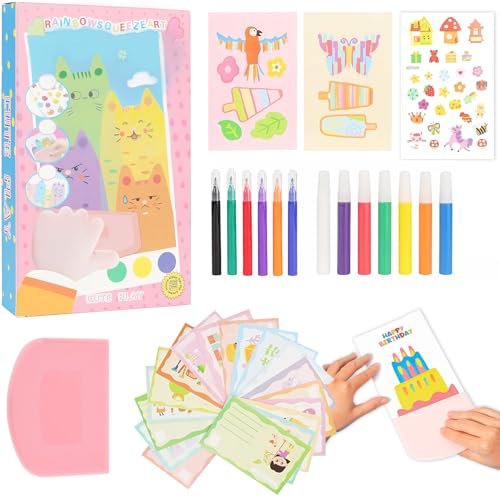 AllisWay Rainbow Scratch Art, Regenbogen Kratzbilder, Scratch Painting, Enthält Farben und Aquarellstifte, Geeignet für Geburtstagsfeiern, Schulaktivitäten, Familienspiele usw