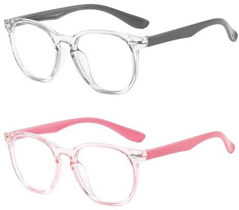 MUNSKT Blue Light Blocking Glasses for Kids,2 PCS Kids Bluelight glasses,Blue Screen Glasses,Anti Headache Eyes Strain Glasses