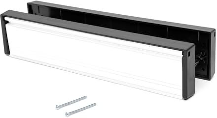 ZAVIA Letter Plate 12'' with Metal Flaps | Internal & External Letterbox Plate for 40-80mm Thick Doors | Postal Letterplate with Draught Excluder for UPVC Midrail & Composite Doors (White, 40-80 mm)