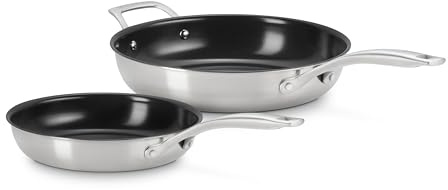 Essential Stainless Steel Set of 2 Non-Stick Round Frying Pan, 9.5 and 11 
