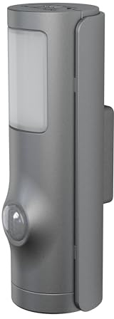 Osram LED-Nachtlicht Silber, 2in1 Taschenlampen-Funktion, Lichtsensor, Bewegungsmelder, batteriebetrieben, IP54 spritzwassergeschützt