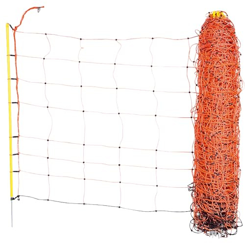 Kerbl Hobbyfarming Fårnät Classicnet, Mobilt Betesstängsel, Betesnät, Enkel Spik, Orange, 50M X 108Cm, 13 Stolpar