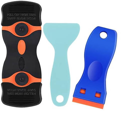 Kit de grattoir, grattoir stable pour plaque de cuisson avec 20 têtes de rechange, grattoir, grattoir de cuisine, grattoir de plaque de cuisson, grattoir de nettoyage, cuisinière, grattoir à verre