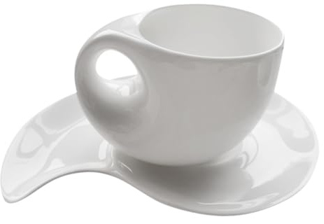 BESPORTBLE Set de Tasse à Café Céramique Créative avec Sous-tasse Blanche pour Expresso Cappuccino et Thé et Facile à Nettoyer Bureau et Moment de Détente