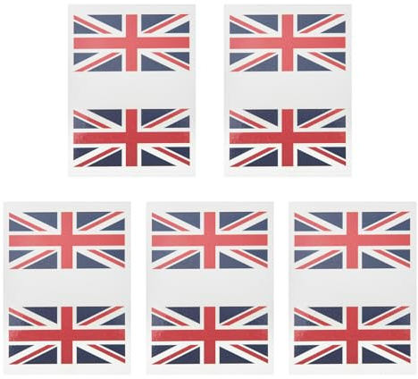 Mobestech British Flag Paper PVC Face Stickers 5 Sets Waterproof Temporary Tattoos for National Sports Match Decals Football Match Fans