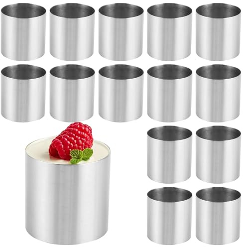 LDHHYH 15 anillos de postre de acero inoxidable de 5 cm, pequeños anillos para tartas, mousse para postres, anillos de acero inoxidable, para servir, mousse, para tartas, pequeños anillos para hornear