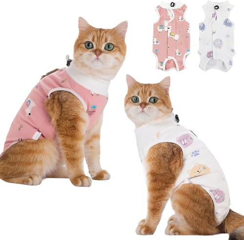 2 Unidades Trajes De Recuperación para Gatos Tejido Suave Transpirable Y Resistente a Las Lamidas Adecuado para Heridas Abdominales Tras Procedimientos De Esterilización Etc