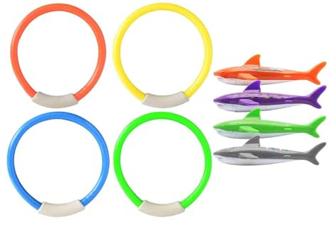 CoudarTitie Set di Anelli da Immersione Colorati per Divertirsi in Piscina E, Stile a, 13x4 cm