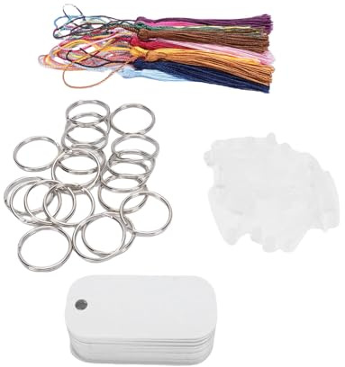 Tnfeeon Sublimation Craft Nyckelring Aluminium Blank Dog Tags 20 Set Dubbelsidig Värmeöverföring Pet Tag Kit med Tofsar och Klämmor för DIY Nyckelringar Pet ID Hängen
