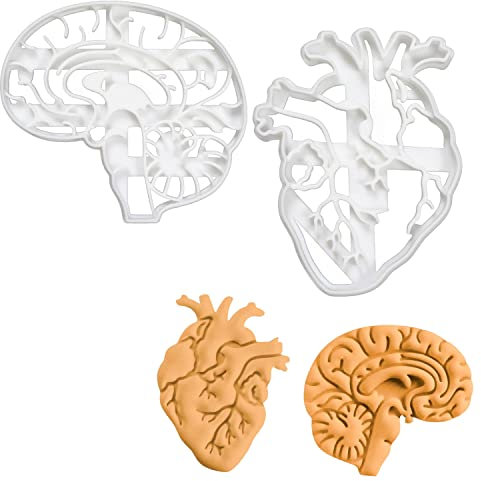 2er Set Anatomisches Herz und Gehirn Ausstechformen (Formen: Anatomisches Gehirn und Herz), 2 Teile, Bakerlogy