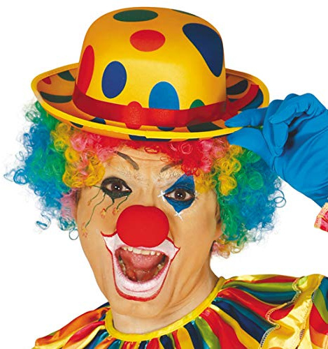 NET TOYS Cappello Party Clown a Pois per Adulti - Divertente Copricapo per Party Arlecchino Cappello Melone - Fatto apposta per Carnevale