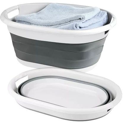 Garden mile, Cestino per il lavaggio, contenitore per bucato pieghevole compatto da 22 litri, di lino In plastica e silicone. Robusto contenitore pieghevole. Cesto portaoggetti salvaspazio.