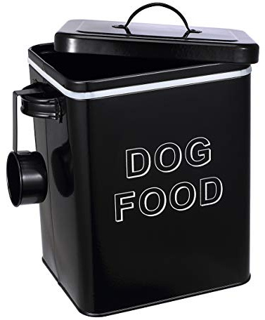 Pethiy - Contenedor para Comida y golosinas para Perros, con herméticas Tapa y Pala, Cajas Almacenamiento para Alimentos para Mascotas,Capacidad 2,5kgs-Negro