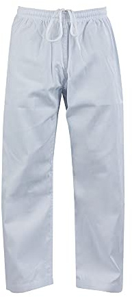 ChoCho Track Adult Karate Trousers Martial Arts Student Karate Suit GI Aikido Pant Kung Fu (White, 5/180cm)