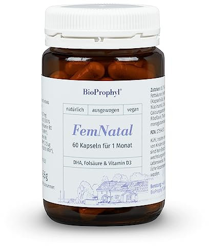 BioProphyl® FemNatal | DHA, Folsäure, Vitamin D3, Magnesium, Eisen, Vitamin B Komplex für eine gesunde Schwangerschaft - 60 pflanzliche Kapseln für 1 Monat