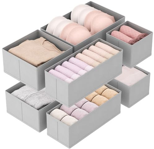 Lifewit 8 er Set Schubladen Organizer, Schrank Kleiderschrank Organizer Wickeltisch Schubladen Ordnungssystem für Garderobe Schlafzimmer für Kleidung, Kinderkleidung, Socken, Unterwäsche, Grau