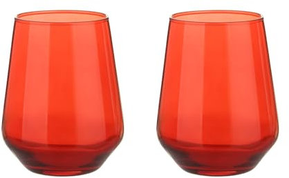 Pasabahce Set 2 bicchieri acqua rossi in vetro Allegra rosso arredo tavola