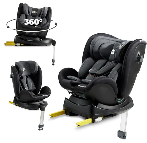 Kinderkraft XRIDER I-SIZE 40-125 cm, Siège auto bébé 0 à 25 kg évolutif, 0-7 ans, Isofix 360° pivotant, FWF, RWF, Protections latérales, Harnais Internes à 5 Points, Noir