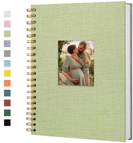 Álbum de Fotos Scrapbook,28x28 cm,80 Páginas,verde hierba | Tapa Dura,Páginas Kraft – Libro Visitas Boda,Viaje,Baby Shower