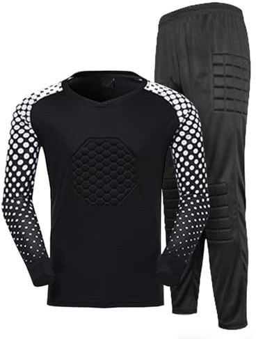 AIGOUT Maglie e pantaloni da portiere da calcio per bambini e ragazzi, Nero , 9-10 Years