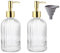 TRIXES Geriffelte Glas-Seifenspenderflaschen, 2er-Pack, Gold, mit Silikontrichter