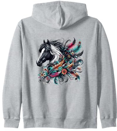 Camisetas florales de caballo salvaje para equitación para mujeres y niñas Sudadera con Capucha