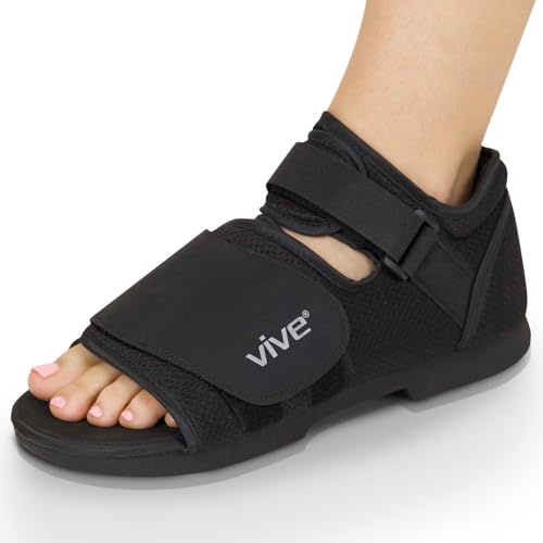 Vive Rounded Post Op Shoe for Injured Foot - Orthopedic Recovery Shoes for Women, Men - Lightweight, Adjustable Medical Walking Shoe for Post Surgery, Stress Fracture, Bunions, Sprains - Left or Right (Small)