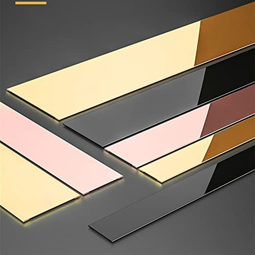 Profilo metallico autoadesivo, bordatura for parete, 16,4 piedi, striscia di stucco metallizzato autoadesiva, finitura a specchio for armadio/cornice.(Black,5m(L) x3cm(W))