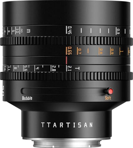 TTARTISAN Objetivo Cine de formato completo T2.1 FE de 50 mm, enfoque manual Bubble & Soft Dual Bokeh Design, apertura DeClick, compatible con cámaras Sony E-Mount