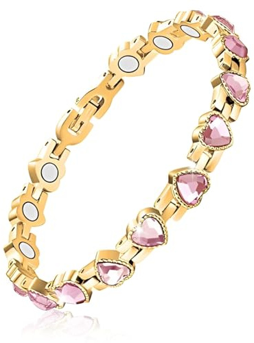 MOPZIJA Bracciale Magnetico in pietra di cristallo Rosa,bracciale magnetico,bracciali donna,bracciale in rame,Bracciale Donna Rame Bracciale, Donna Bracciale, Magnetico Gioielli Femminile,oro