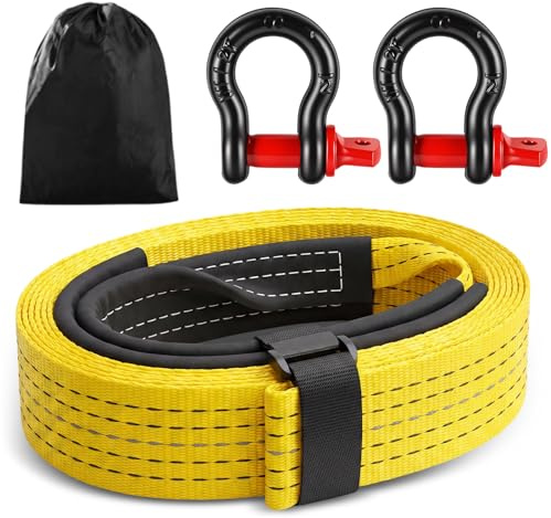 Eulihent Fune Traino Auto 8 Tonnellate 5m, Cinghia di Traino Ad Alta Resistenza con 2 Ganci Rinforzati, Borsa Portaoggetti, per Auto, SUV, Fuoristrada